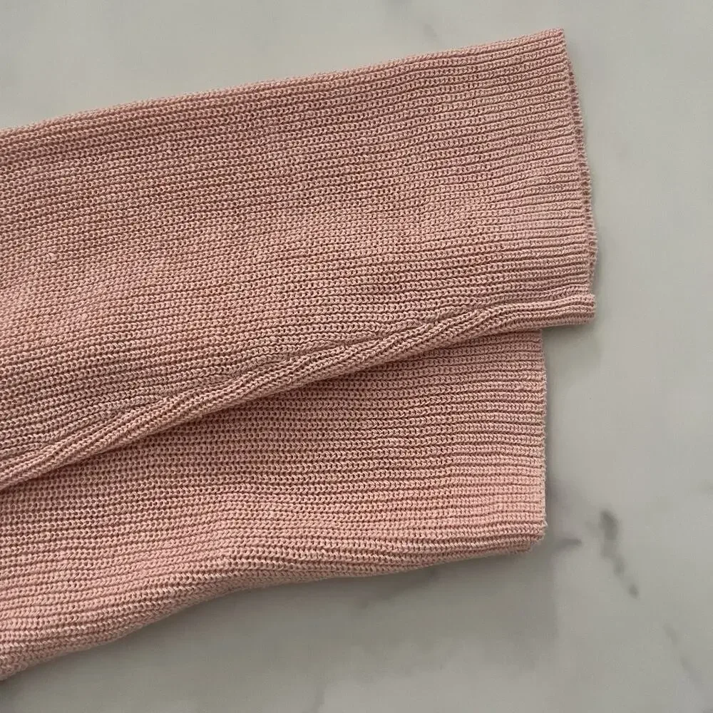 Eileen Fisher Long Organic Linen & Cotton Cardigan Pink Sz M minimalist Coastal - Picture 6 of 11